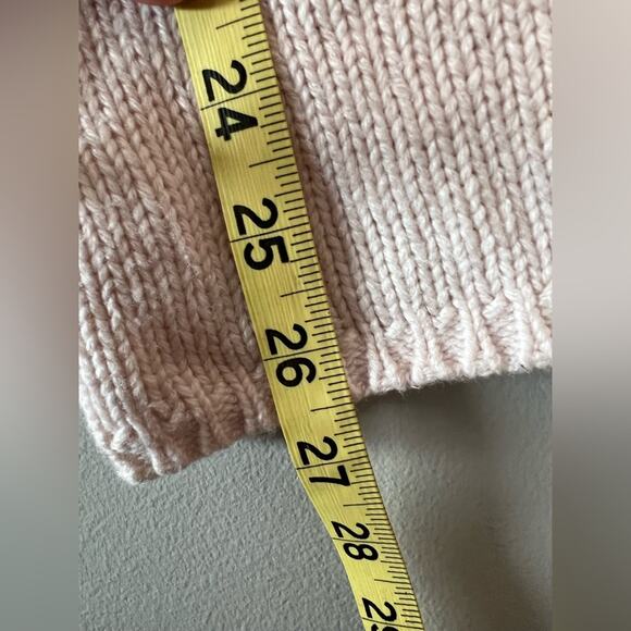 Kate spade pink cable knit mock neck sweater cotton wool blend boxy oversized - Picture 7 of 9